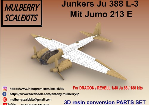 1/48 MULBERRY SCALE KITS JUNKERS JU 388 L-3 Mit Jumo 213-E CONVERSION SET - Imagen 8 de 9