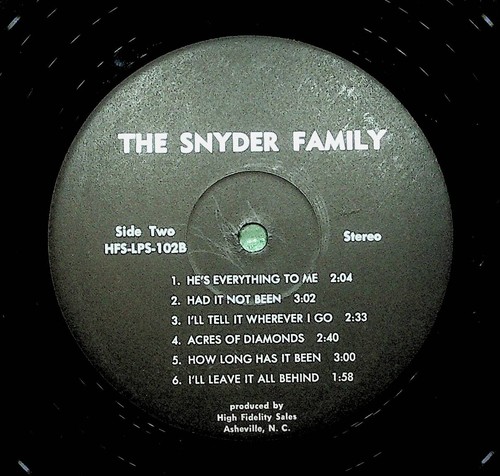 The Snyder Family Living For Jesus Gospel Christian Vinyl LP Record VG+ - Picture 3 of 4