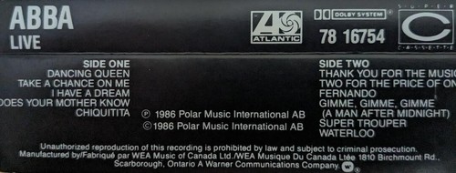 ABBA - Live (1986) cassette - Picture 2 of 3