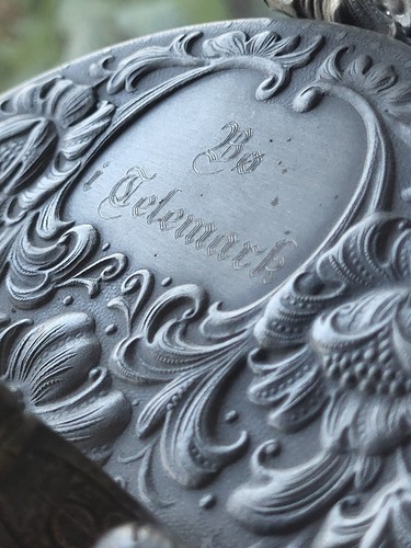 Norwegian/Norway LARGE TINN (Pewter) Eik 'ACANTHUS-ROSEMALING AMBAR' FABULOUS!!! - Picture 2 of 8