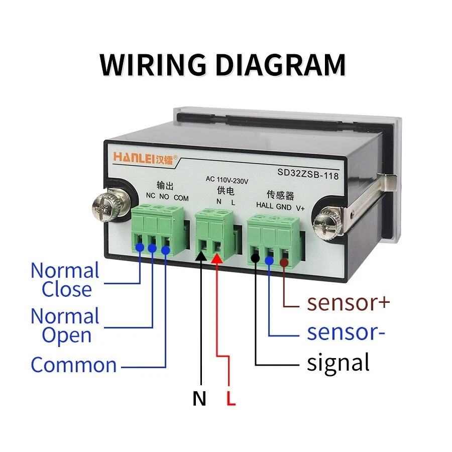 Tacómetro digital LED AC 110V monitor de RPM alarma de velocidad superior/bajo sensor de sala
