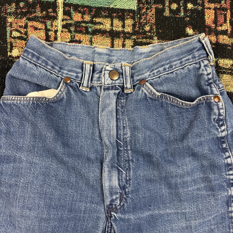 Shorts jeans feminino vintage Wrangler sanforizado anos 60 slim misses 11/12 azul EUA 22” - Imagem 3 de 4
