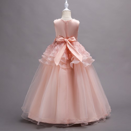 Kids Flower Girls Princess Dress Tutu Dress Child Bridesmaid Party Wedding Gown - Picture 8 of 20