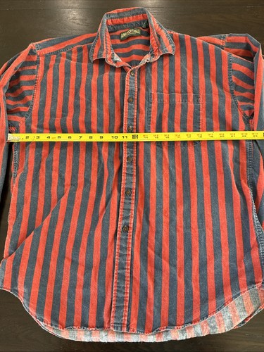 Large Blue Red Stripes American Eagle SHIRT Vtg 90’s Green Label Button USA - Picture 7 of 10