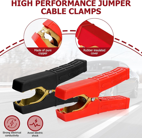 Jumper Cable Clamps 2 Pair, Battery Clamps Pure Copper, Jumper Cable Ends 4 Inc - Picture 2 of 12