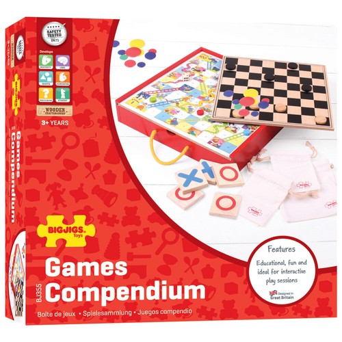 Bigjigs Toys Compendio de Juegos de Madera, 4 Juegos Clásicos en 1 Juego, Juegos de Mesa - Imagen 7 de 7