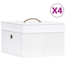 Bamboo Storage Boxes 4 pcs White vidaXL