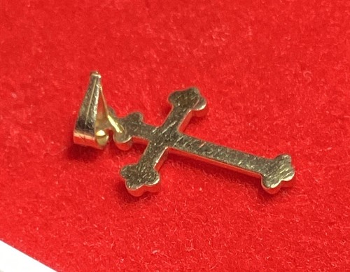 14K Gelbgold Mini Knospenkreuz Anhänger ohne Kette - Bild 5 von 9