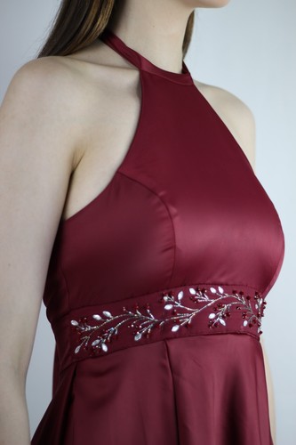 Artyska Women's Hi-Low Satin Dress With Embroidery Handwork - Picture 8 of 8