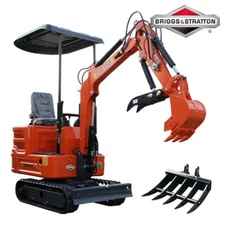 NEW 1 Ton Mini Excavator /With Rake/HYDRAULIC THUMB 13.5HP Tracked B &S Engine