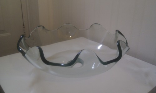 Bathroom CLEAR FLUTED PETAL Glass basin sink bowl + WATERFALL Tap waste UK - Picture 8 of 9