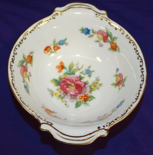 NORITAKE BONE CHINA DRESDLINA LUGGED CEREAL BOWL(S) DRESDEN FLOWERS GOLD SCROLL - Picture 2 of 5