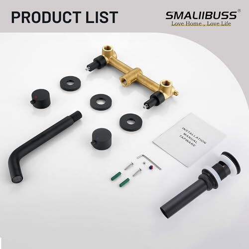 Wall Mount Faucet with Pop Up Drain and Rough in Valve,Matte Black Wall Faucet - Picture 7 of 7