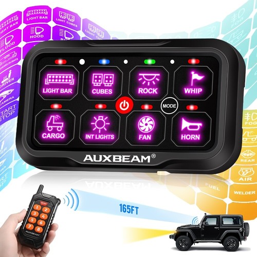 AUXBEAM RC-800 RGB 8 Gang Switch Panel Relay System for Jeep Ford Truck ATV UTV - Picture 1 of 12
