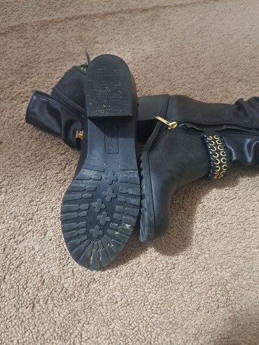 THALIA SODI  Size 7M Black Gold Chain Lace Zip Boots Grunge Goth Witchcore - Picture 11 of 12