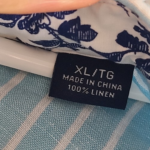 Tommy Bahama Shirt Men XL Extra Large Blue White Striped Button Down 100% Linen - Picture 6 of 23
