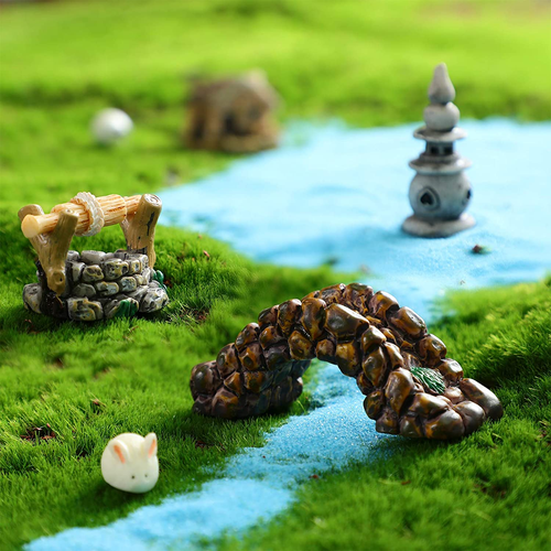 12 Pcs Garden Accessories Miniature Bridge Mini Lighthouse Water Well Bridge Fig - Picture 4 of 7