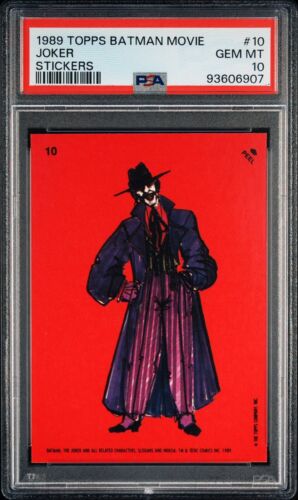 1989 Topps Batman Movie Sticker JOKER #10 - PSA 10 GEM MINT - POP 4 - Picture 2 of 3