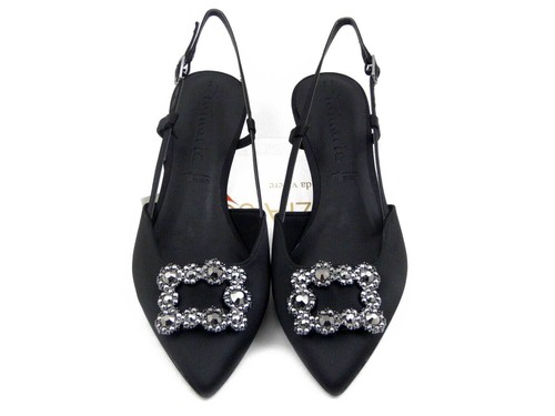 Scarpe Donna Eleganti 37 Sling Back Gioiello Raso Nero Tacco Medio 6 cm TAMARIS - Imagen 3 de 5