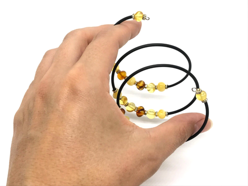 AMBER BRACELET Gift Natural Baltic Amber Beads Memory Wire Unique 8,6g 18797 - Afbeelding 10 van 14