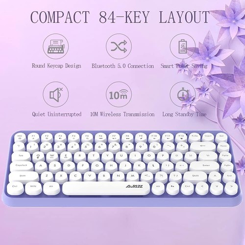 AJAZZ 308i Wireless Bluetooth Keyboard, Mini Portable Typewriter Retro Round - Picture 2 of 24