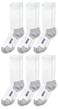 Top Flite Mens Coolmax Seamless Cushion Sport White Ribbed Crew Socks 6 Pair