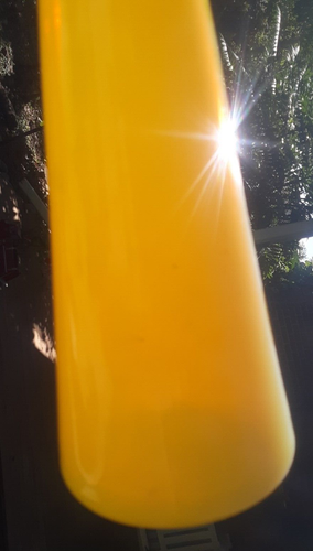 Excellent Hand Blown 18 inch Opaline Deep Yellow Vase w/ polished pontil - Picture 12 of 15