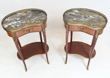 Pair French Bedside Tables Nightstands Kidney Bean 1930