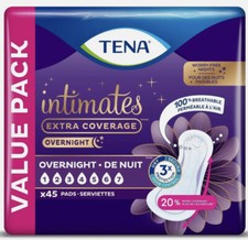Tena Intimates Overnight Absorbency Incontinence Pads for Women 45 ct