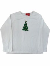 Girls White Snowflake Christmas Tree Long Sleeve T-Shirt Holiday Tee Shirt