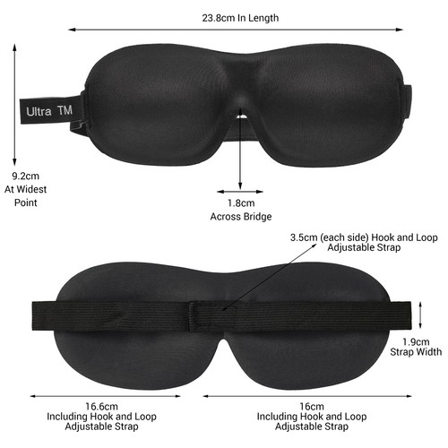 Black 3D Travel Soft Contoured Eye Sleep Mask Sleeping Blackout Padded Cover Aid - Picture 6 of 10