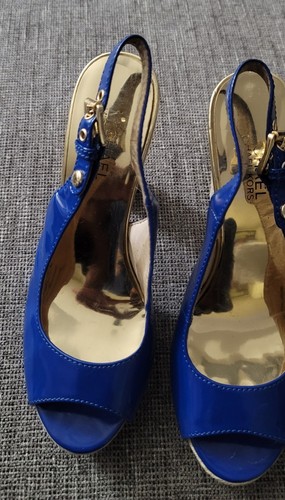 Michael Kors Women’s Trim Slingback Sandals Blue Patent Leather Size 7 - Picture 2 of 9