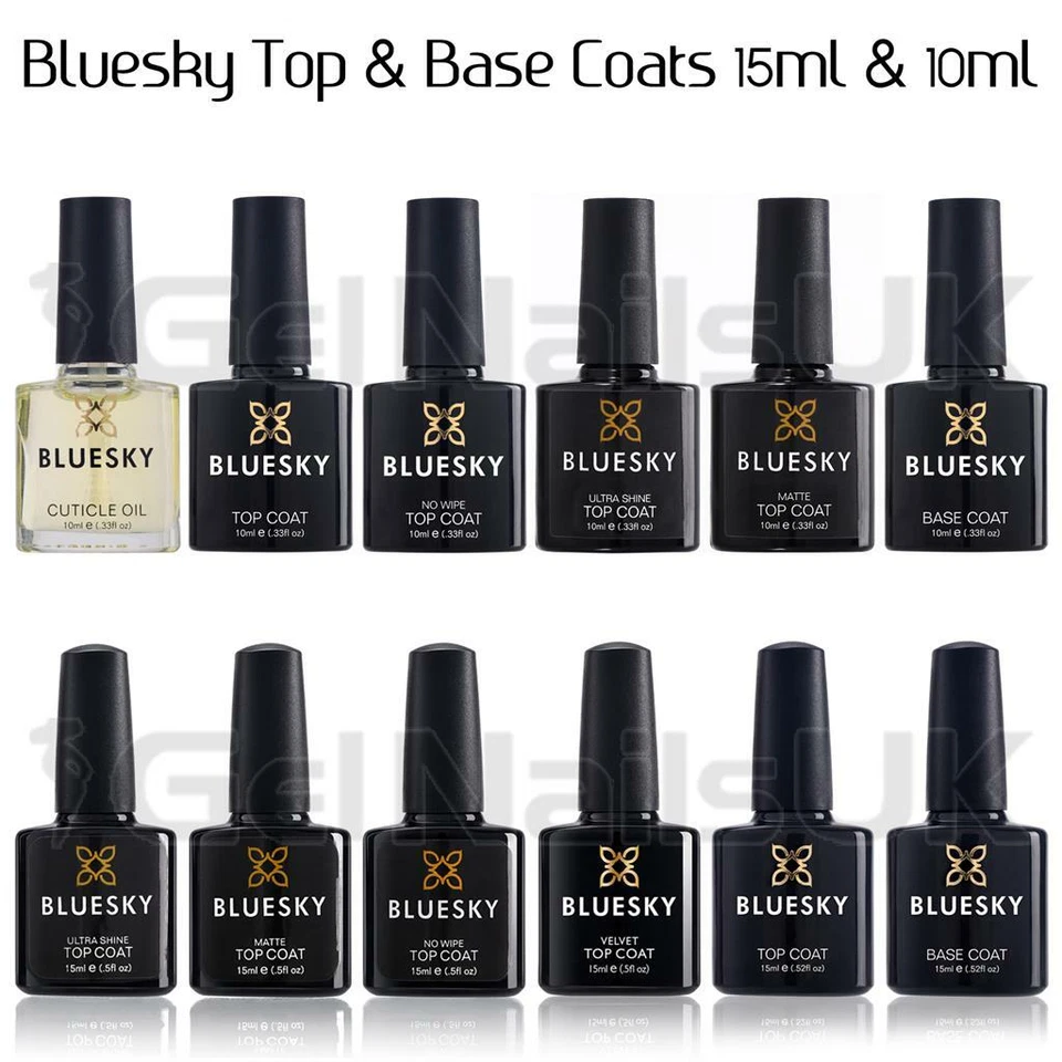 Bluesky POPULAR Top Base Coat Large No Wipe Top Coat UV LED Gel Polish 15ml 10ml