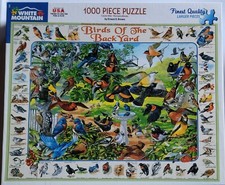 White Mountain Puzzle #267 “Birds of the Backyard” 1000 pcs 30"x24" Complete!