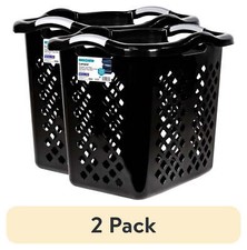 (2 pack)Home Logic Lamper 2 Bushel Laundry Basket,Black/Silver,Carrying Handles