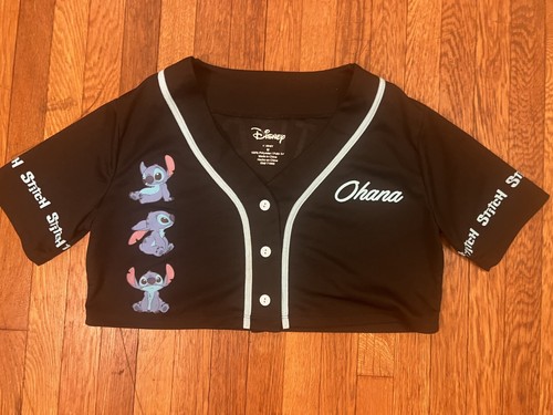 Disney Lilo & Stitch Baseball Jersey - #02 Ohana Stitch Shirt Womens Crop Top M - Picture 17 of 17