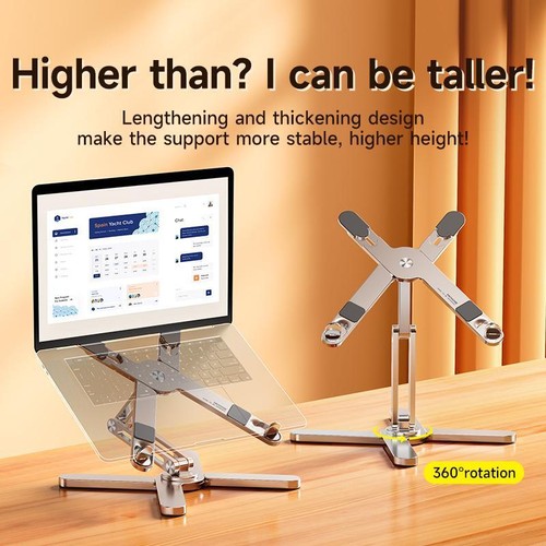 Foldable Laptop Stand 360° Rotating Aluminum Holder for Notebook Tablet Desk - Afbeelding 4 van 25