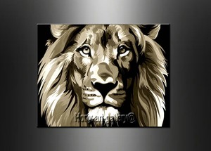 modern brown and white lion head abstract oil painting canvas wall