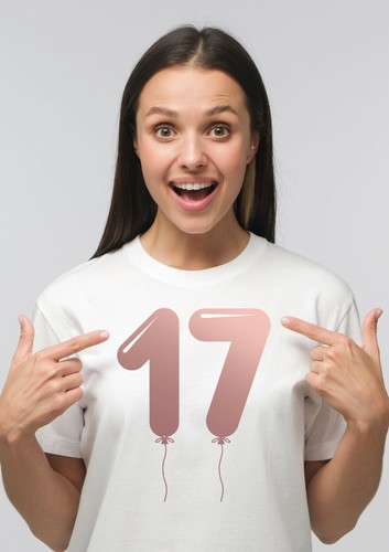 T-Shirt 17. Geburtstag Rosegold Luftballons - 17. Geburtstag Tee Feier Party - Bild 1 von 3
