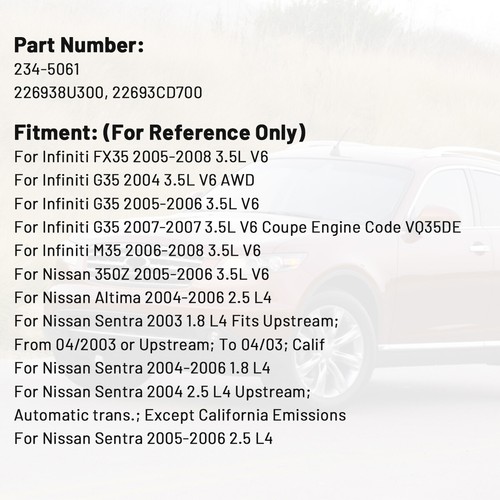 234-5061 Upstream Oxygen O2 Sensor Fits 2004-2006 Nissan Sentra Altima 2.5L L4 - Picture 2 of 9