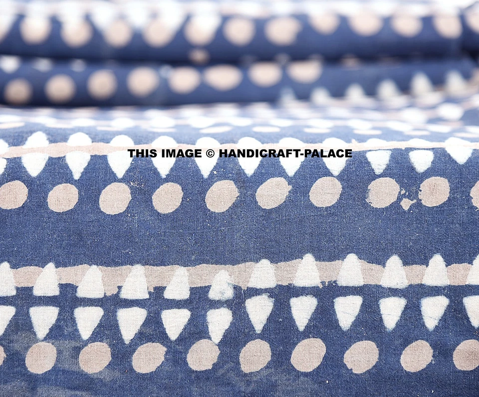 3 Yard Hand Block Print Handmade Cotton Indian Natural Sanganeri Print Fabric - Image 2 of 3