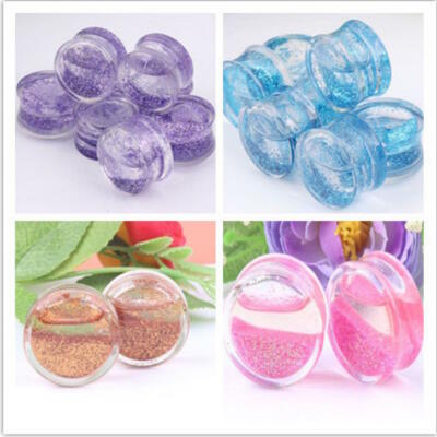 FLORAY LIQUID GLITTER ACRYL FLESH TUNNEL FLUID OHR PLUG PIERCING DOUBLE FLARED