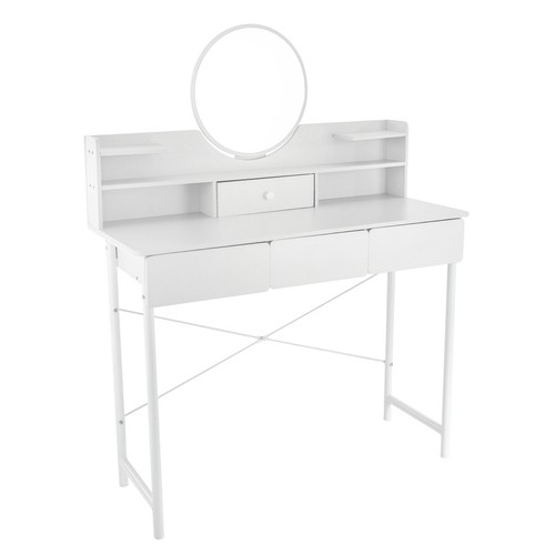 Vanity Table Makeup Table Set Bedside Table Computer Desk W/ Mirror Drawer New - Picture 9 of 18