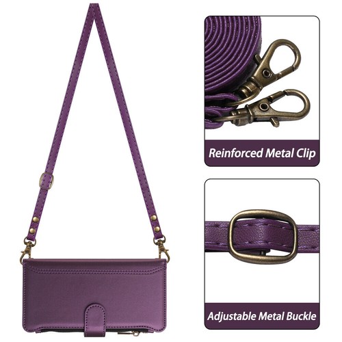 Zipper Leather Wallet Cover Case For Motorola Edge 60 50 Fusion NEO G85 G84 G54 - Picture 30 of 95
