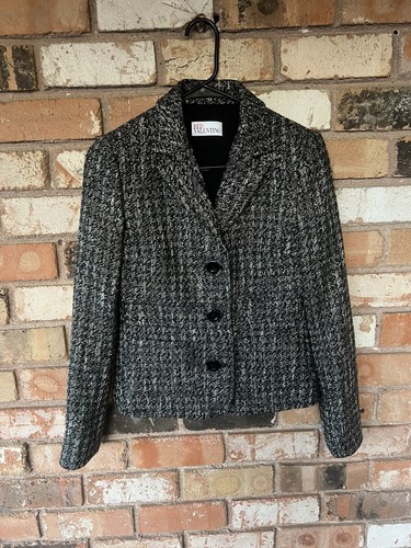 Red Valentino Damen Gr. 40 Schwarz Metallic Blazer Jacke Italy Klassiker - Bild 9 von 9