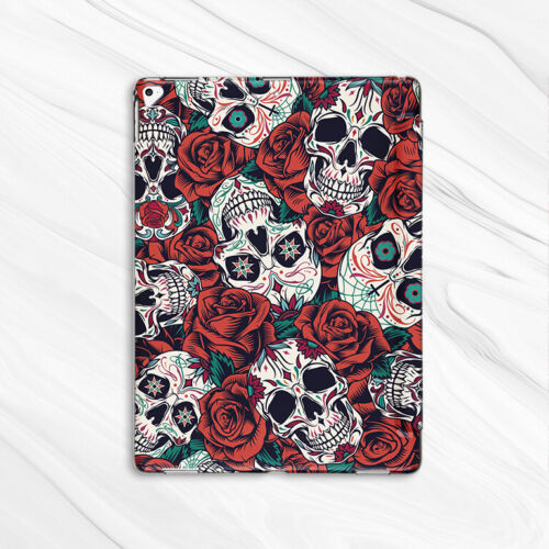 Gothic Sugar Skull Rose Flower Case For iPad 10.2 Air 3 4 5 Pro 9.7 11 12.9 Mini - Picture 2 of 3
