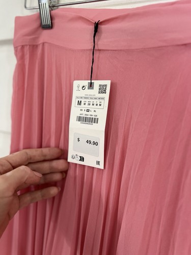 NWD ZARA WOMAN BARBIE PINK PLEATED MIDI SKIRT A-LINE WAIST 28" SIZE M READ* Y849 - Picture 9 of 18