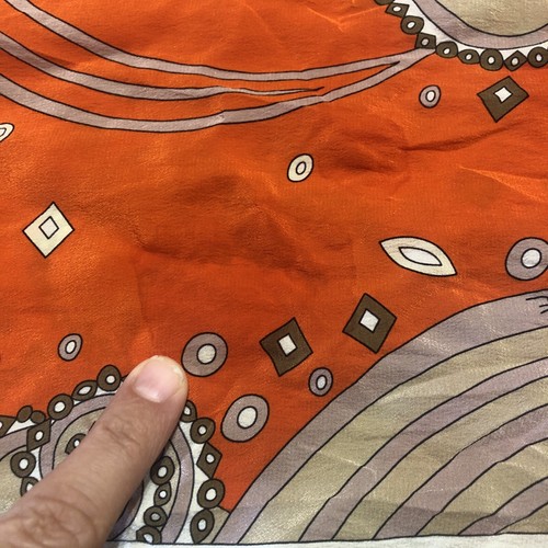 Emilio Pucci Scarf Orange Psychedelic Art Nouveau Silk Rectangle Firenze Italy - Picture 12 of 14