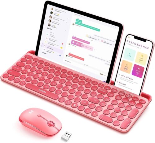 Tastiera e Mouse Bluetooth per iPad, Multidispositivo Bluetooth + Wireless 2.4G - Foto 2 di 6