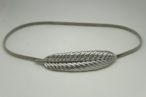 Damen Silber Mode Gürtel Hüfte Hohe Taille Elastisch Metall Lange Blatt Schnalle Größe M L - Bild 11 von 19